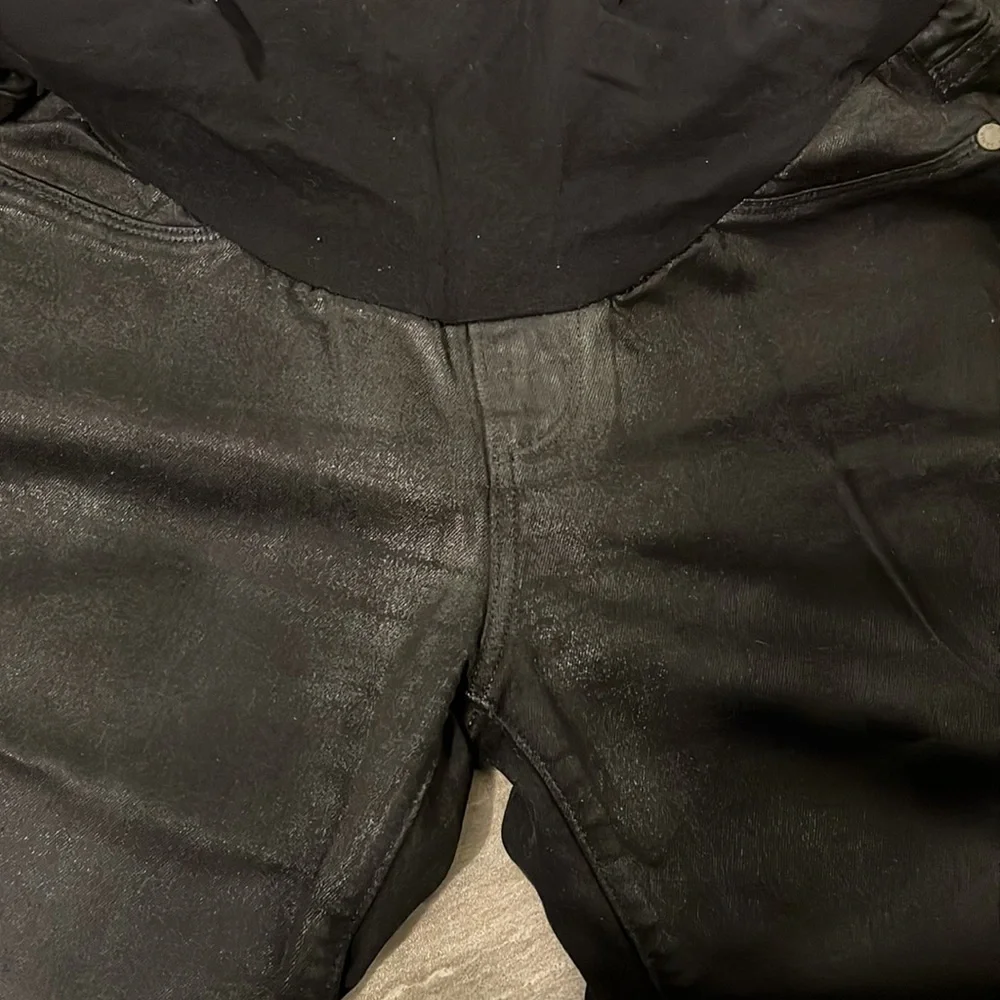 Paige Vertugo Ankle Maternity Coated Black Jeans